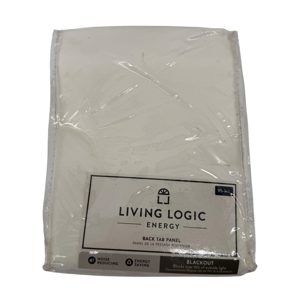 Living Logic Energy Warwick Solid Ivory Blackout Back Tab Curtain Panel 42x95
